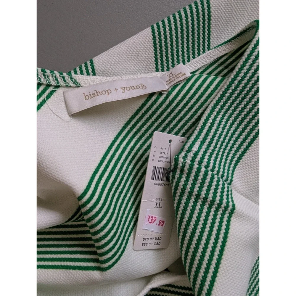 NWT Anthropologie Bishop + Young One-Shoulder Tie Tank Sz XL Green Striped C3412 - Picture 6 of 7
